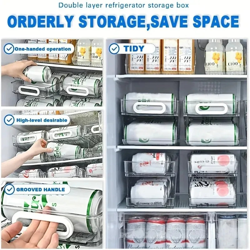 ORGANIZADOR Y DISPENSADOR DE LATAS PARA REFRIGERADOR - ORDEN Y ACCESO RAPIDO

Organizador dispensador para latas de bebidas.
Diseño deslizante que ahorra espacio y mantiene el refrigerador ordenado.